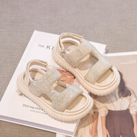 [Miễn phí vận chuyển] Bán buôn dép thể thao nữ đính đá, giày mùa hè đế mềm cho trẻ em, giày công chúa thời trang cho bé gái