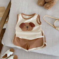 [Miễn phí vận chuyển ~] Bộ đồ không tay mùa hè cho bé trai bé gái Áo Vest quần short Bộ đồ hai mảnh