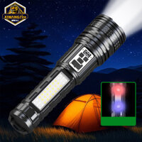Miễn phí vận chuyển Đèn pin COB LED Zoom ngoài trời Màn hình kỹ thuật số Đèn pin chiến thuật