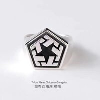 Miễn phí vận chuyển [Giao hàng ngay lập tức] Gang West Coast Retro Ring Nam Niche ins Thiết kế mở Hợp thời trang Nam Mỹ Nhẫn