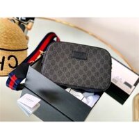 Miễn phí vận chuyển Gucci _ GG túi đeo vai máy ảnh cặp đôi Unisex màu xám đậm 23cm + hộp đóng gói miễn phí (el100-0)