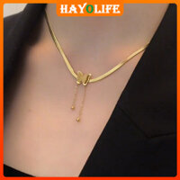 [Miễn phí vận chuyển] [Khách hàng thường xuyên 731] Dây chuyền tua bướm mờ cho phụ nữ, dây chuyền titan thép vàng hình xương rắn, dây chuyền xương đòn đa năng, xu hướng mới 2025