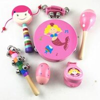 Miễn phí vận chuyển phim hoạt hình bằng gỗ hoa tambourine bộ gõ rattle maracas phách rattle bộ gõ trẻ sơ sinh và đồ chơi trẻ em Đồ chơi bằng gỗ