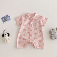 [Miễn phí vận chuyển ~] Quần áo trẻ em mùa hè, Bộ áo liền quần ngắn tay hình voi hoạt hình