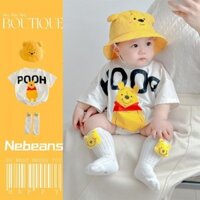 [Miễn phí vận chuyển ~] Quần áo trẻ em mùa hè Bộ áo liền quần ngắn tay Winnie the Pooh dễ thương