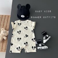 [Miễn phí vận chuyển ~] Quần áo trẻ em mùa hè Bộ áo liền quần ngắn tay in hình Mickey hoạt hình