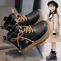 [Miễn phí vận chuyển tại chỗ] Bốt Martin trẻ em, Bốt ngắn mẫu mới mùa thu đông 2024, bốt bé gái, giày Bông Dễ phối phong cách Anh dày dặn lót nhung