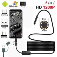 ♥【Miễn Phí】máy Quay Nội Soi Typec-c/USB HD 1200P Mini Android Máy Tính Nội Soi Đèn Led Dây Cứng Bán Cứng Kính Ngắm Kiểm Tra