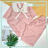 [MIỄN SHIP] Đồ Bộ Mặc Nhà Pijama Lụa Satin. Đồ Ngủ , Bộ Ngủ Lụa Trơn cổ bèo cực xinh chất liệu Hàn Quốc.