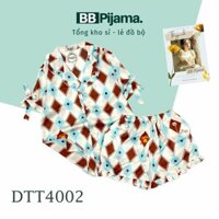 [MIỄN SHIP] Đồ Ngủ Pijama Lụa Satin. Đồ Bộ Mặc Nhà, Quần Đùi Tay Thắt Nơ, Họa tiết cực xinh chất liệu lụa Hàn Quốc.
