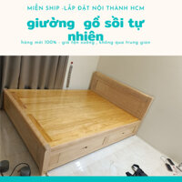 [MIỄN SHIP RÁP] giường gỗ sồi vạt phản + hộc kéo bao bền đẹp - giá xưởng