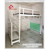 [MIỄN SHIP RÁP] Giường sắt 1 tầng trên cao thang gỗ an toàn cho bé sắt hộp 48 cứng cáp - giá xưởng