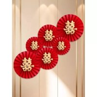 (MIỄN SHIP) sét 6 quạt chữ Hỷ trang trí phòng cưới,phòng tân hôn , lễ tết