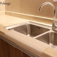 Miếng bảo vệ mặt bàn POKINGE, Tấm giữ nước chống nước bảo vệ cạnh, Khay khô nhanh màu xám Silicone Hút cốc Phụ kiện bồn rửa nhà bếp