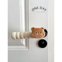 Miếng bảo vệ tay nắm cửa hình gấu hoạt hình dễ thương, chống va chạm, chống đông, chống tĩnh điện, bọc tay nắm cửa mùa đông, phổ thông