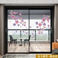 Miếng Dán Cửa Kính Trượt 3d Ba Chiều Dán Tường Tự Dính Chống Thấm Nước Phòng Khách Ban Công Cửa Sổ Nhà Bếp Hoa Trang Trí Giấy Dán Tường vt0107