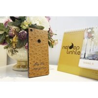 Miếng dán da skin Bphone 3 - Da bò dập vân đà điểu màu vàng - D49