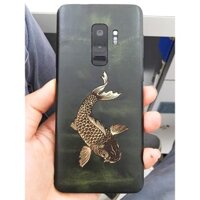 Miếng dán da skin Samsung S9 plus - ghép hình cá chép - Màu xanh lục - D50