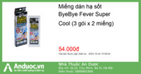 Miếng dán hạ sốt ByeBye Fever Super Cool (3 gói x 2 miếng)