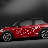 Miếng dán hình mèo Hello Kitty 2 mặt phản quang trang trí thân xe/ mui xe hơi