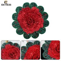 Miếng Dán Hoa 3D FUJIOU, Nhiều Lớp DIY Quần Áo Trang Trí Hoa Hồng Trâm Cài, Tinh Tế Full Kim Cương Giả Thêu Ren Kim Sa Lấp Lánh Vải Đính Quần Áo Phù Hợp Với Trang Trí