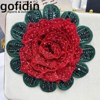 Miếng Dán Hoa GOFIDIN, DIY Ren Đính Kim Sa Lấp Lánh Quần Áo Trang Trí Đính, Sang Trọng Thanh Lịch Vintage Hoa Thổ Cẩm Dành Cho Nữ Cô Gái