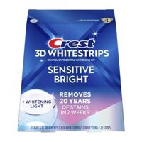 Miếng dán kèm máy chiếu làm trắng răng Crest 3D Whitestrips Sensitive Bright 28 miếng + 1 LED Light