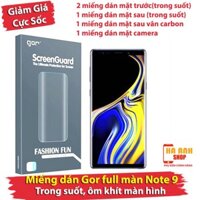 Miếng dán màn hình Note 9 Full màn H6 hãng Gor cao cấp(bộ 3 miếng) - Dán dẻo cường lực Samsung Galaxy Note 9