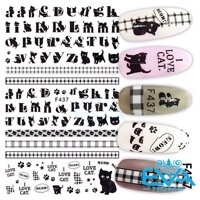 Miếng Dán Móng Tay 3D Nail Sticker Tráng Trí Hoa Văn Chữ Viết Alphabet Và Mèo Con F437