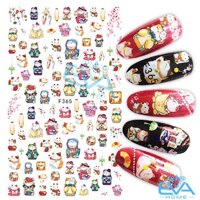 Miếng Dán Móng Tay 3d Nail Sticker Hình Mèo Thần Tài F365