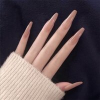 Miếng Dán Móng Tay Giả Ballet Màu Hồng Xám Có Thể Đeo Làm Móng Tay Cô Dâu Dài Miếng Dán Móng Tay Có Thể Tháo Rời Miếng Dán Móng Tay Miếng Dán 2.16