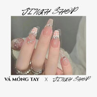 Miếng Dán Móng Tay Giả Màu Trắng Hồng Trong Suốt