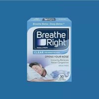 Miếng dán mũi chống ngáy Breathe Right 30 miếng/Miếng dán mũi Breathe Right giúp giảm nghẹt mũi và ngáy