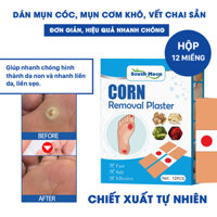 Miếng dán mụn Cóc, mụn Cơm mắt cá chân, Vết chai, Cồi cá, Mụn hạt cơm CORN REMOVAL PLASTER - Hộp 12 miếng