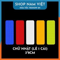 Miếng Dán Phản Quang Cảnh Báo Ban Đêm Cho Oto, Xe Máy, Xe Đạp - Chữ nhật 1 cái - Màu Đỏ