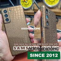 Miếng Dán Skin Da Cá Sấu Nâu Bóng Vân Nổi Không Viền Mặt Lưng Samsung Galaxy S21 FE