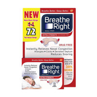 Miếng dán thông mũi, chống ngáy Breathe Right 72 miếng (Đỏ)