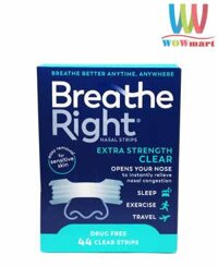 Miếng dán thông mũi, chống ngáy Breathe Right Extra Clear Transparent 44 miếng (Xanh lơ)