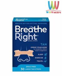 Miếng dán thông mũi, chống ngáy Breathe Right Original Tan Large 30 miếng (Xanh đậm)