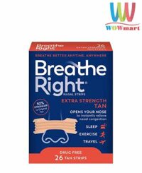 Miếng dán thông mũi, chống ngáy Breathe Right Extra Tan Beige 26 miếng (Đỏ)