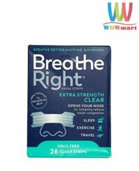 Miếng dán thông mũi, chống ngáy Breathe Right Extra Clear Transparent 26 miếng (Xanh lá)