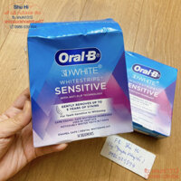 Miếng dán trắng răng cho răng nhạy cảm oralb úc, Oral B 3D White Whitening Strips Sensitive hộp 14 gói, 28 miếng