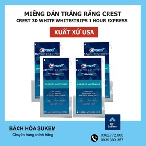 Miếng dán trắng răng Crest 3D White 1-Hour Express