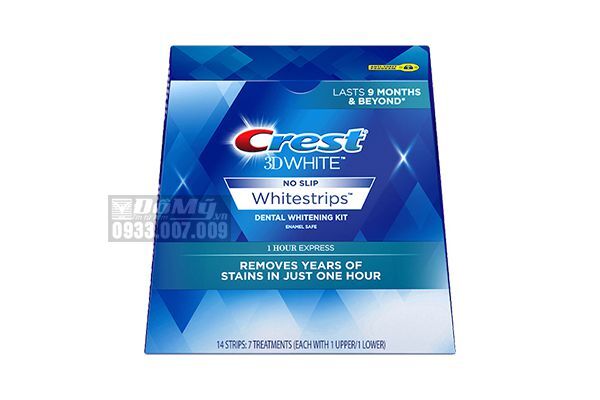 Miếng dán trắng răng Crest 3D White 1-Hour Express