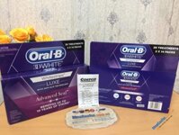 Miếng dán trắng răng Oral-B 3D White Luxe Advance Seal 2x14 Packs Whitening Treatments hộp vuông to (2 x 14 gói)