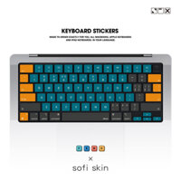 Miếng Dán Trang Trí Bàn Phím Laptop Macbook - Bản Đơn Giản Xanh Vàng Xám - Macbook Keyboard Stickers - Tất Cả Các Dòng
