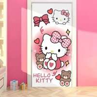 Miếng Dán Trang Trí Tự Dính Kitty Hello Kitty Miếng Dán Cửa Phòng Ký Túc Xá Cửa Trang Trí Tranh Bố Trí Dán Cửa Gỗ Tân Trang Keo Liền Mạch Tự