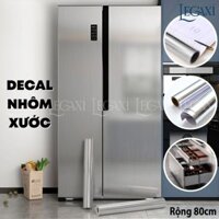 Miếng dán tủ lạnh, thang máy, decal bạc đề can nhôm kim loại rộng 80cm dán laptop decor trang trí tường 3d Legaxi