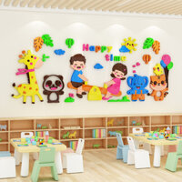 Miếng Dán Tường 3d Bằng acrylic Họa Tiết Hoạt Hình Dễ Thương Trang Trí Lớp Học Mẫu Giáo