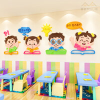 Miếng Dán Tường 3d Bằng acrylic Họa Tiết Hoạt Hình Chữ Tiếng Anh Độc Đáo Trang Trí Lớp Học Mẫu Giáo